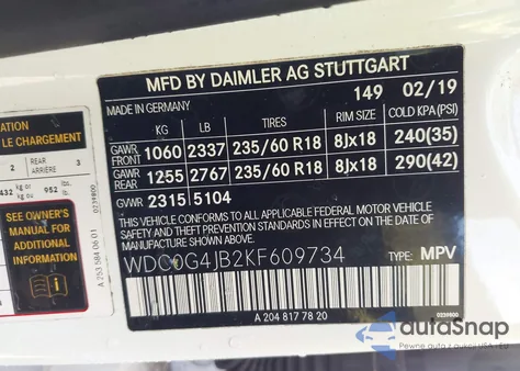 2019 Mercedes-Benz Glc 300 z USA, uszkodzony, nr VIN WDC0G4JB2KF609734